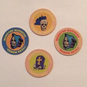 Monster Madness. House of Demons /Demon Skull. & Tombstone Carton POGS  Set of 4